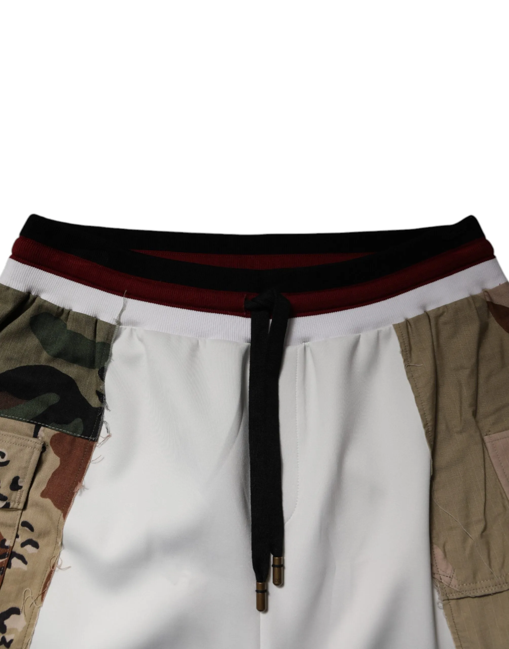 White Camouflage Patchwork Sweatpants Pants