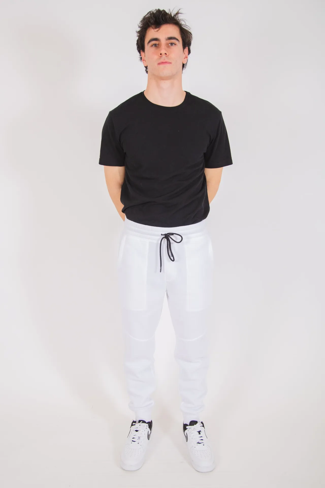 White Fleece Core Jogger Pants