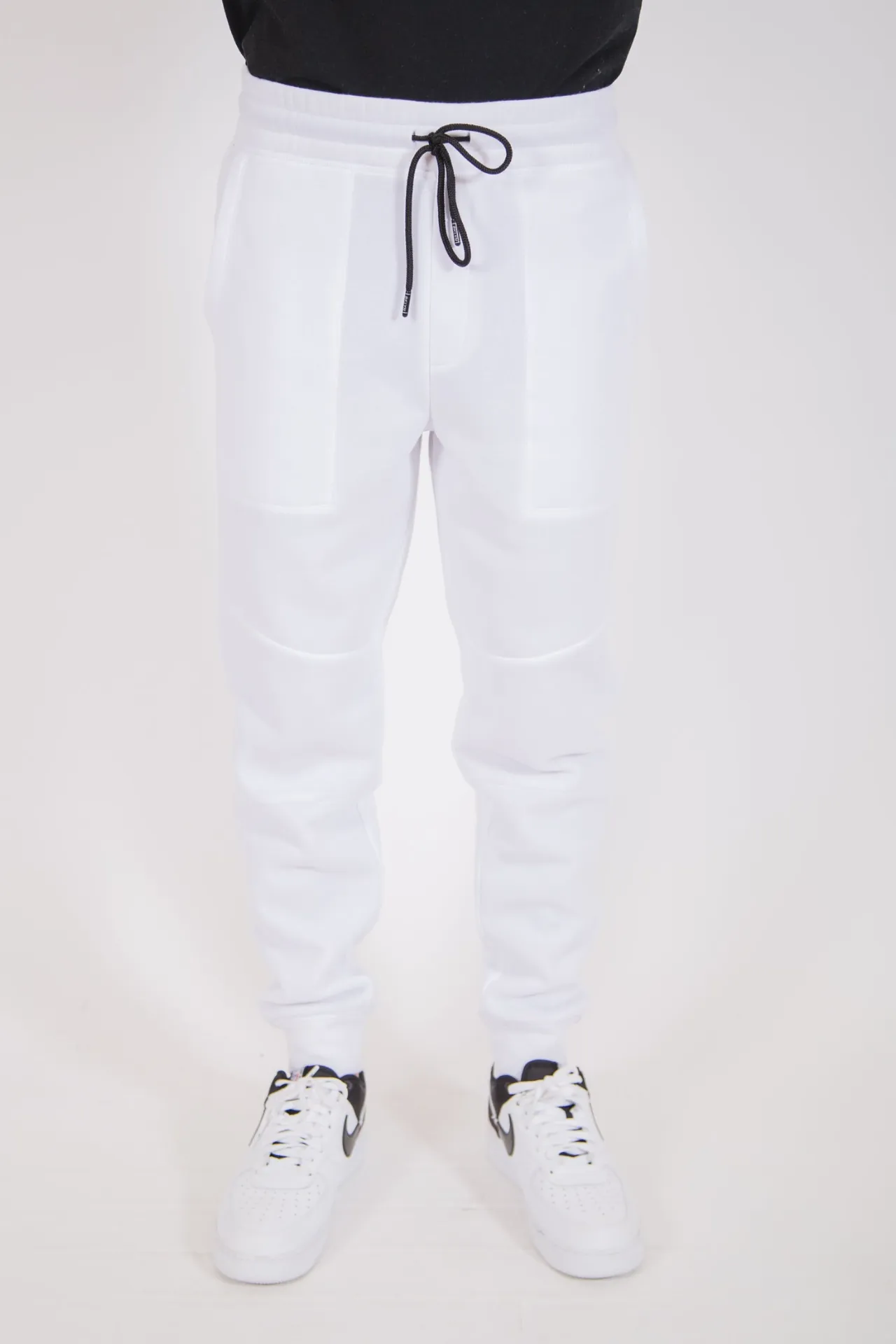 White Fleece Core Jogger Pants