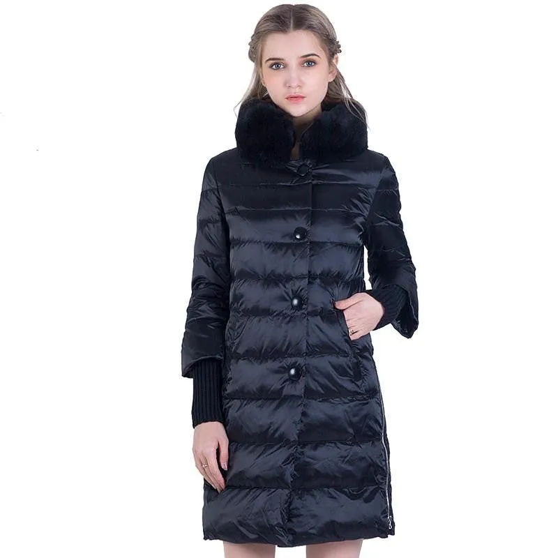 Winter Down Jacket Women Long Coat Parkas Thickening Female Warm Clothes Rabbit Fur Collar High Quality Overcoat