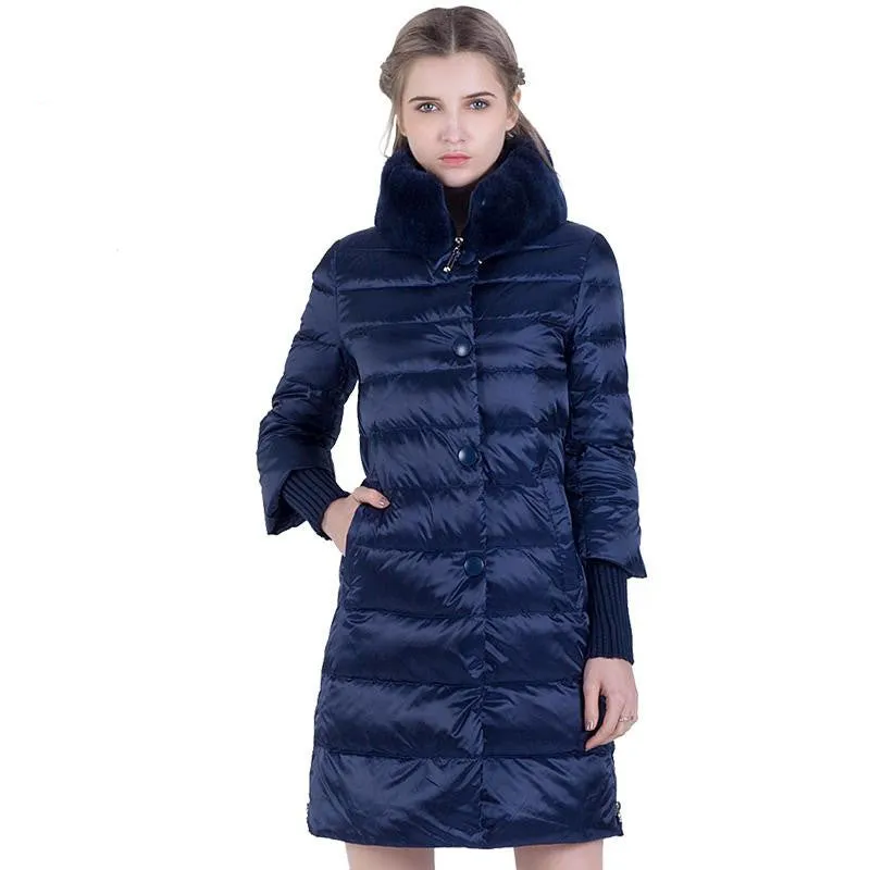 Winter Down Jacket Women Long Coat Parkas Thickening Female Warm Clothes Rabbit Fur Collar High Quality Overcoat