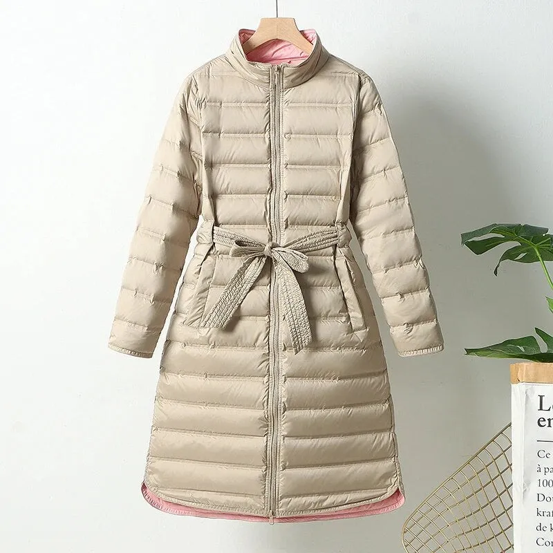 Woman Winter Overcoat White Duck Down Parkas