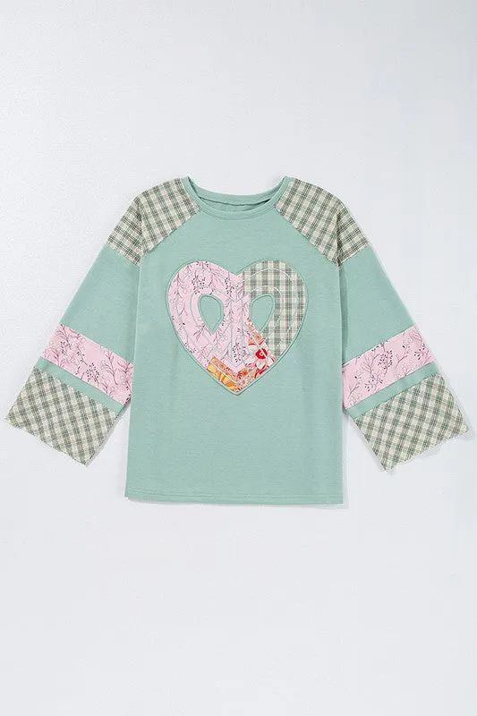 Women Heart Graphic Wide Long Sleeve Sweatshirts