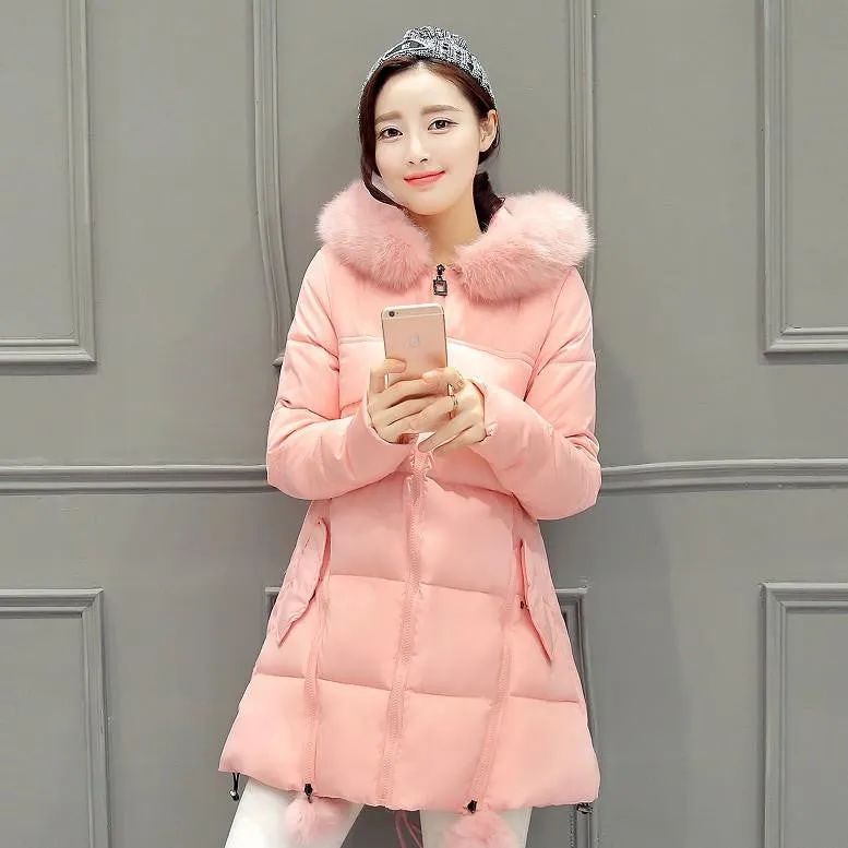 Women Large Fur Collar Hooded Jacket Thick Coat For Women Outwear Parka