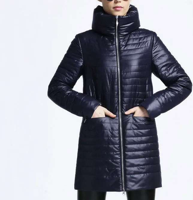 Women Thin Cotton-padded jacket coat spring autumn High Quality Quilting Parka leisure European Style outwear