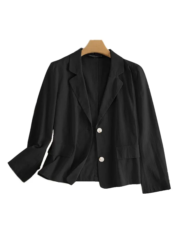 Women Work OL Blazer Full Sleeve Lapel Cotton Jackets