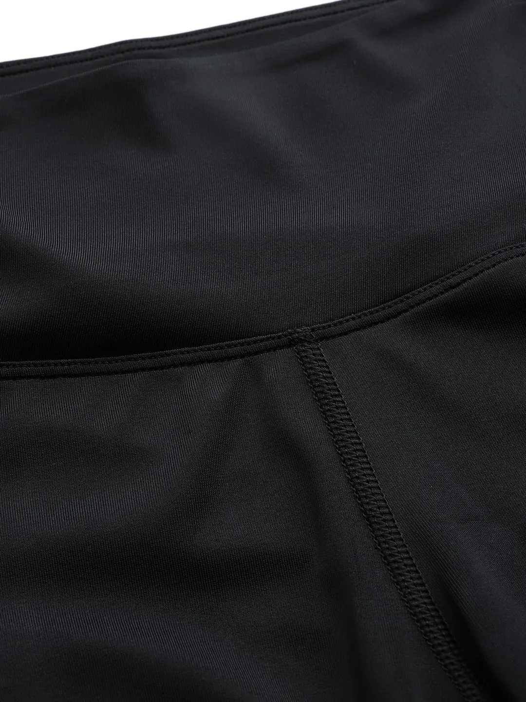 Women's Black Solid Slim Fit Quick Dry Cycling Shorts With Side Mesh
