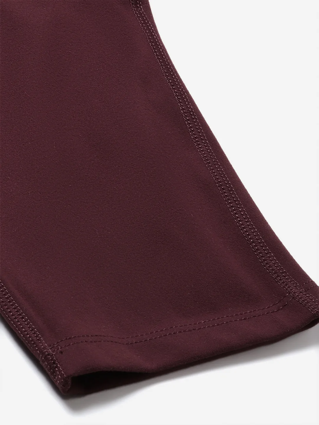 Women's Burgundy Slim Fit High-Rise Solid Cycling Shorts