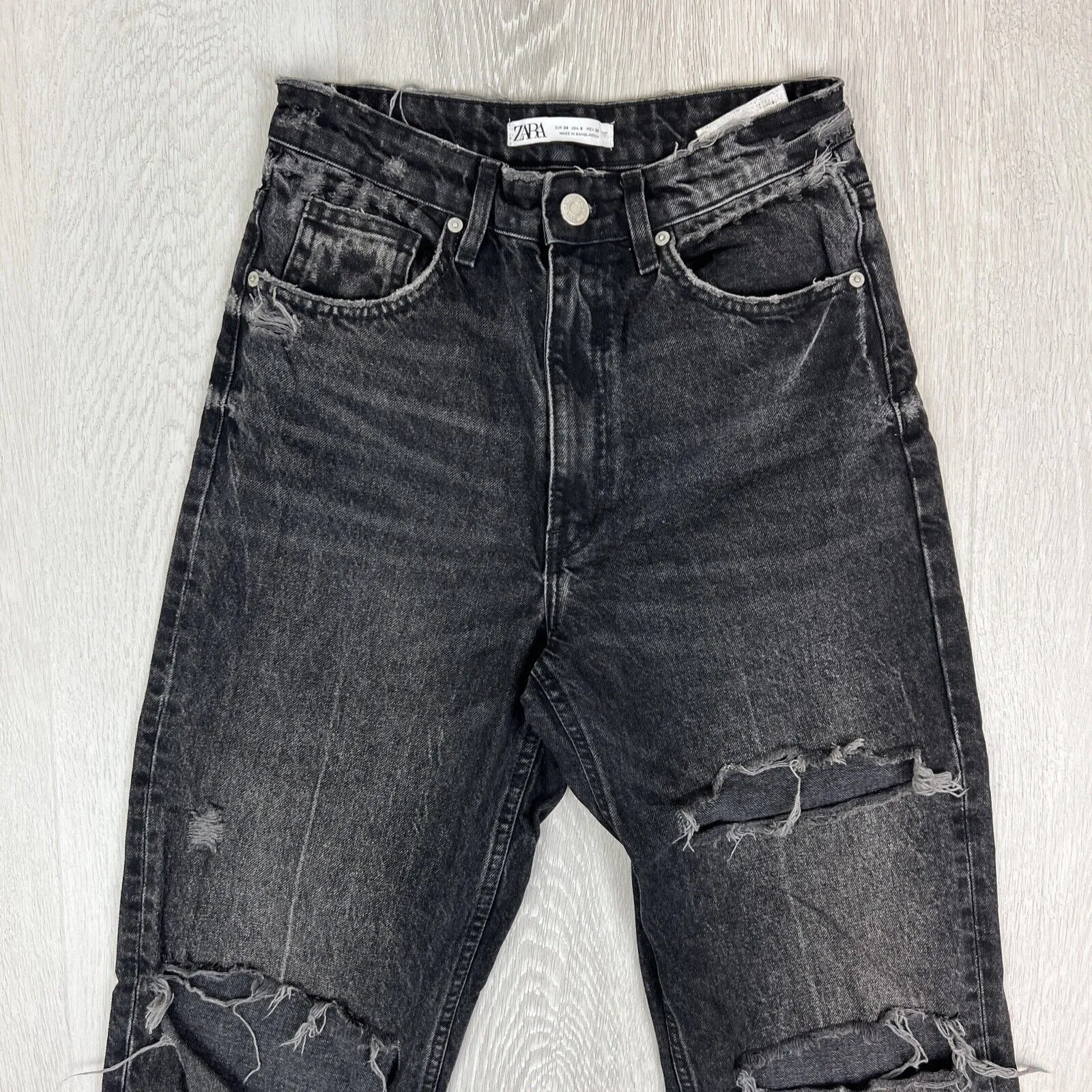 Zara Womens Black Denim Relaxed Fit Jeans Size 6 US