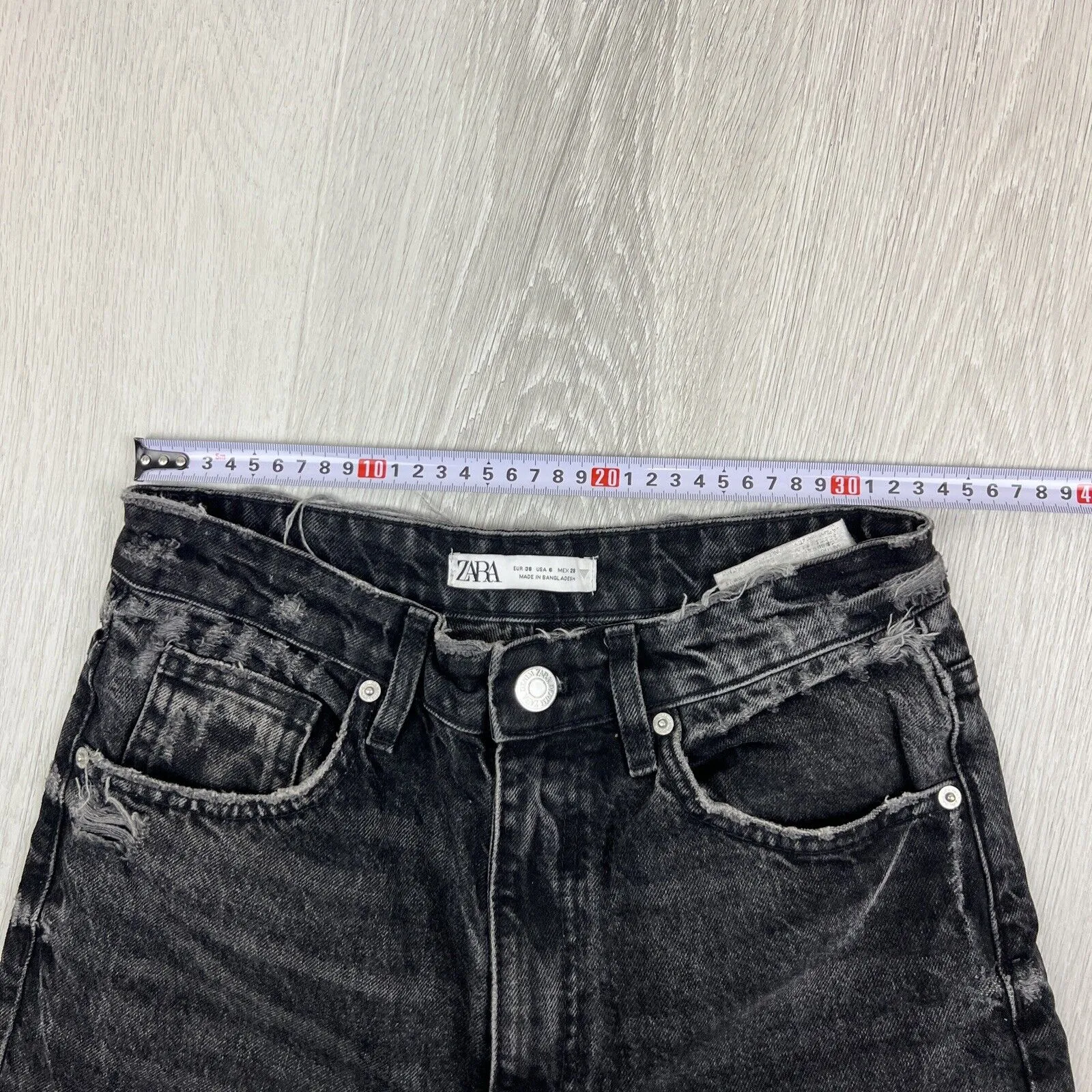 Zara Womens Black Denim Relaxed Fit Jeans Size 6 US