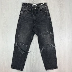 Zara Womens Black Denim Relaxed Fit Jeans Size 6 US
