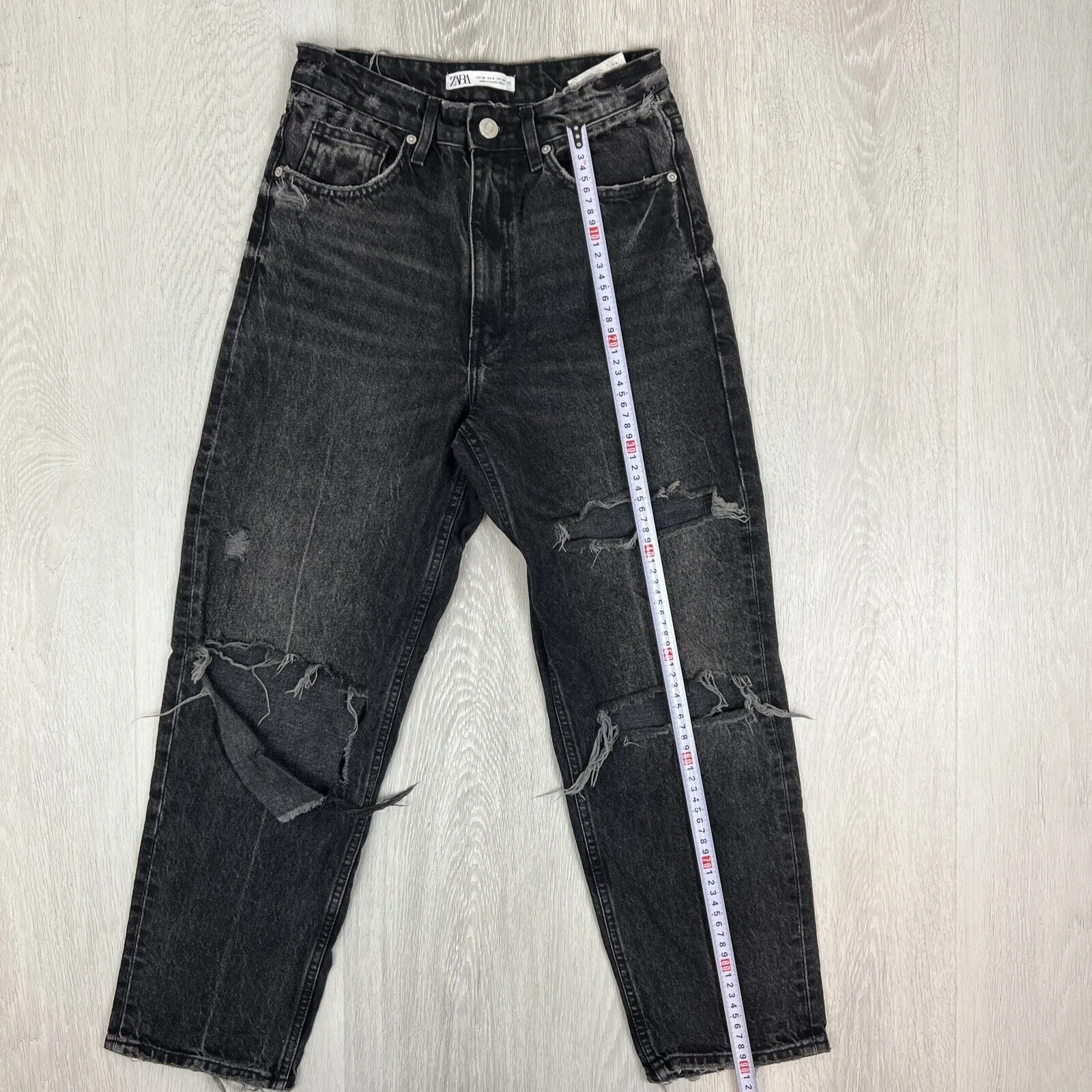 Zara Womens Black Denim Relaxed Fit Jeans Size 6 US