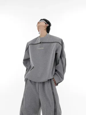 Zipper Design Sweatshirt & Sweatpants CLE0003